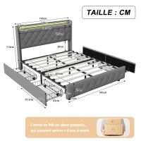 Cama individual 140×200 cm con cabecero acolchado, iluminación LED RGB, puerto USB y Type‑C, 2 cajones de almacenamiento móvile - details 0