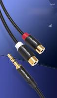 Cable AUX 3.5mm Macho a 2 Jacks RCA Hembra Vention Para iPhone Computadora Altavoces Estéreo Adaptador Y De Audio - details 0