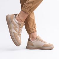 Calzados soraia, Zapatillas Deportivas de Mujer con Paneles de Malla y Detalle de Leopardo - Estilo Urbano Casual - Beige y Marrón - details 5