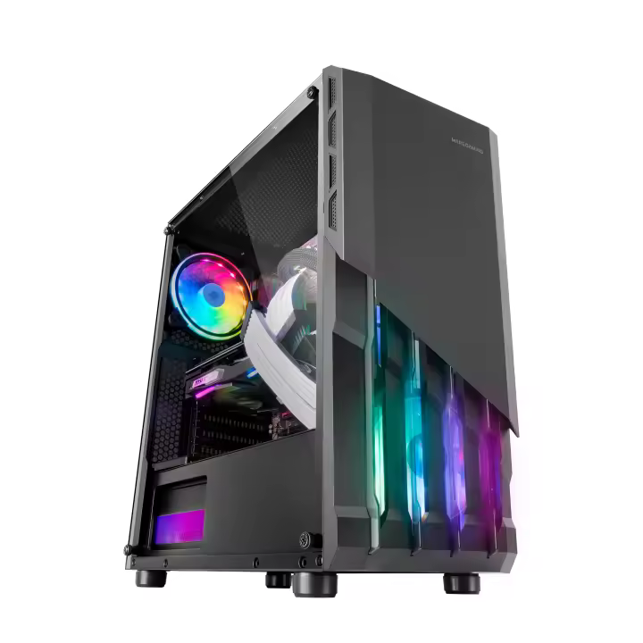 Mars Gaming MC-X2, Caja PC Gaming ATX, Frontal en Acero, 2 Ventiladores FRGB 12cm, Ventana Lateral, Refrigeraciones Líquidas Hasta 240mm, Semitorre Gaming Negro o Blanco - 1