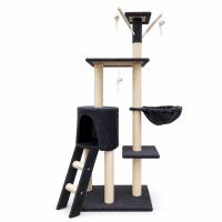 Rascador para gatos con torre multiusos, casita, hamaca y juguetes – Color Gris o Beige Amarillento Marca Cottecota + Vara - details 0