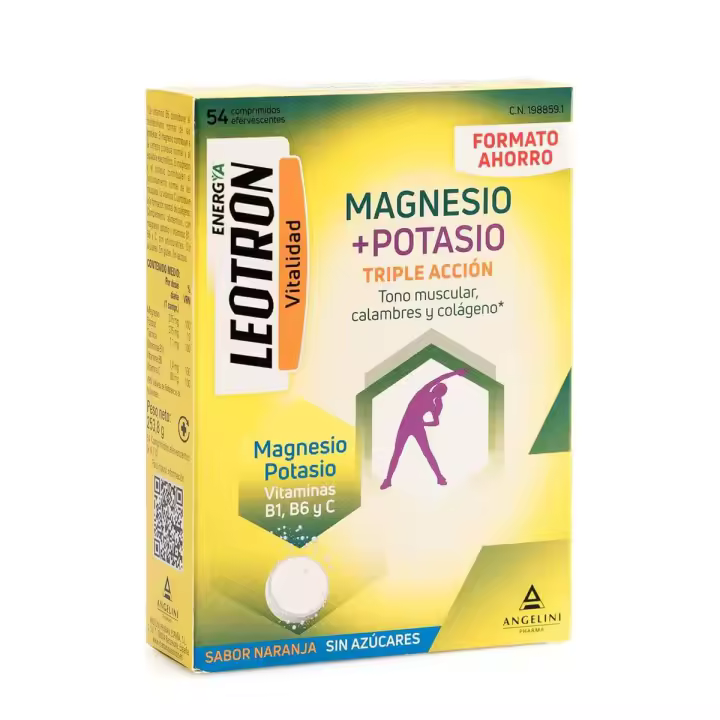 Leotron magnesio + potasio sabor naranja 54 comprimidos efervescentes - 1