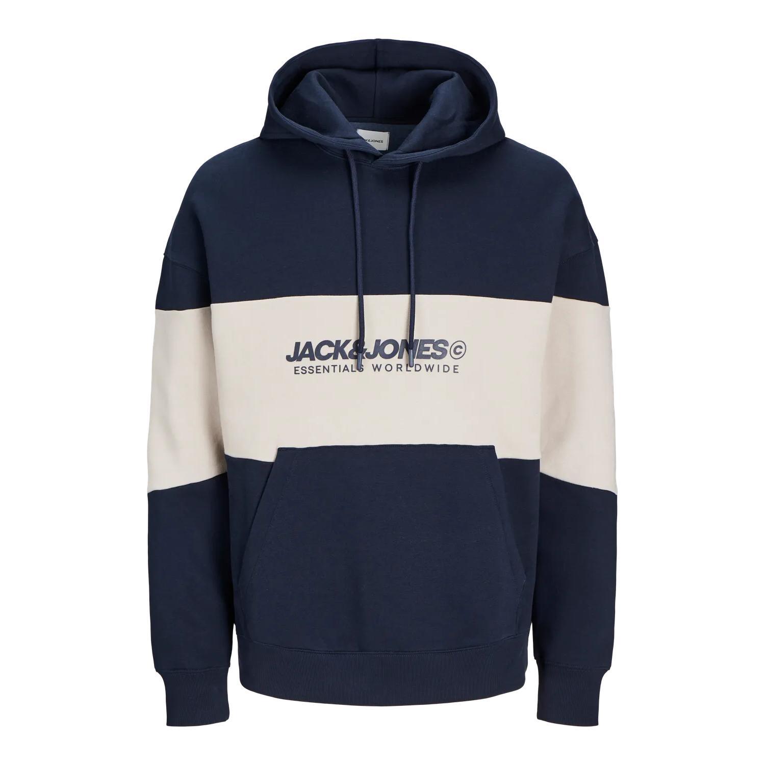 Jack & Jones Hombre Sudadera con Capucha ajustable en Color Sky Captian Tostada Logo Estampado Moda Casual Informal OTOÑO INVIERNO Ref 256590