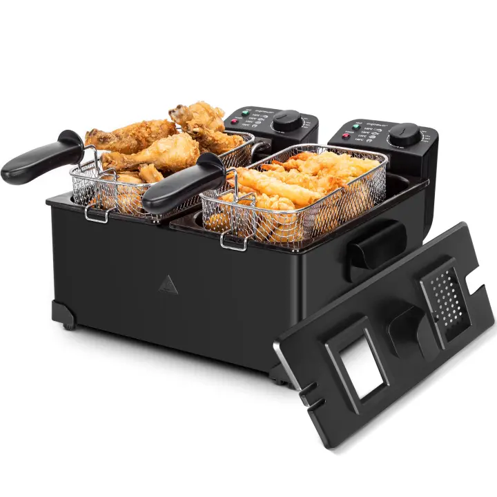 AIGOSTAR Freidora con Zona de Visualización.Capacidad total 6L, Asadesmontable(3600W, 3000ML*2) - 1