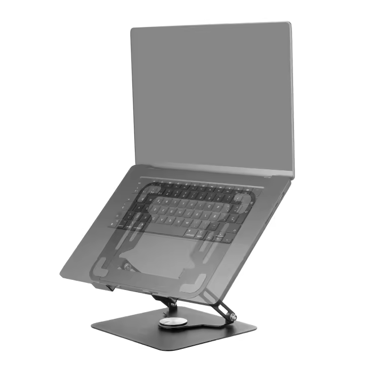 Mars Gaming MA-RSN, Soporte para Portátiles y Tablets hasta 17", Ajuste en Altura + Inclinación + Rotación 360º, Stand Estructura Acero, Almohadillas Antideslizantes, Diseño Plegable Portátil, Soporte Portátil en Negro o Plateado - 1