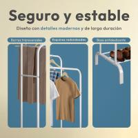 RELAXTY Burro Ropa Resistente – Perchero Burro Doble con Soporte, 146x110x54cm, Metálico, Organizador con Zapatero - details 0