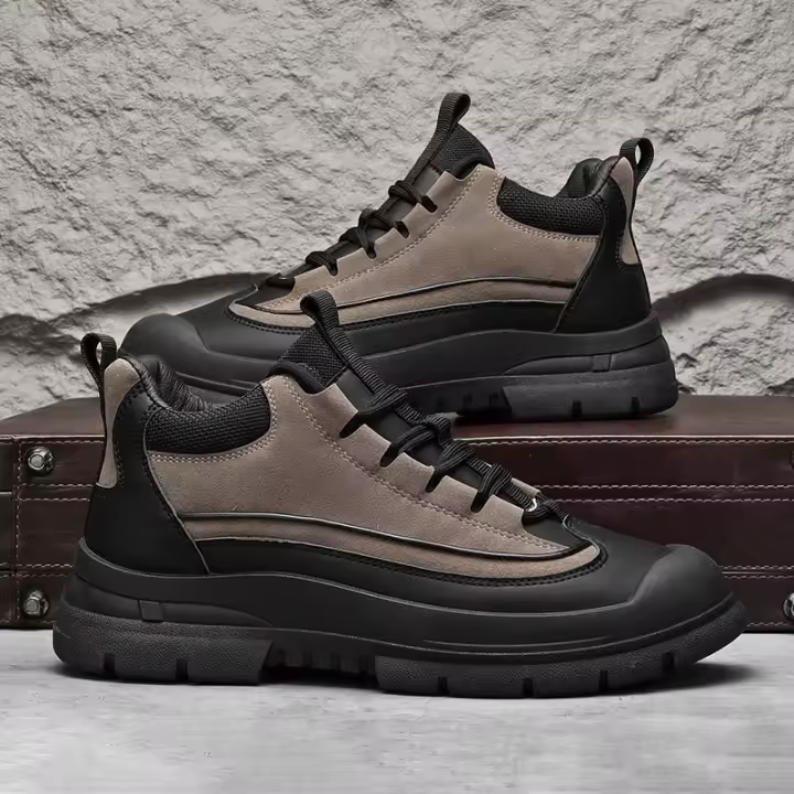 Zapatos De Trabajo Casual Invierno Para Hombre Botas De Cuero Con Pelo Cómodas Antideslizantes Altas Transpirables Con Plush - 1
