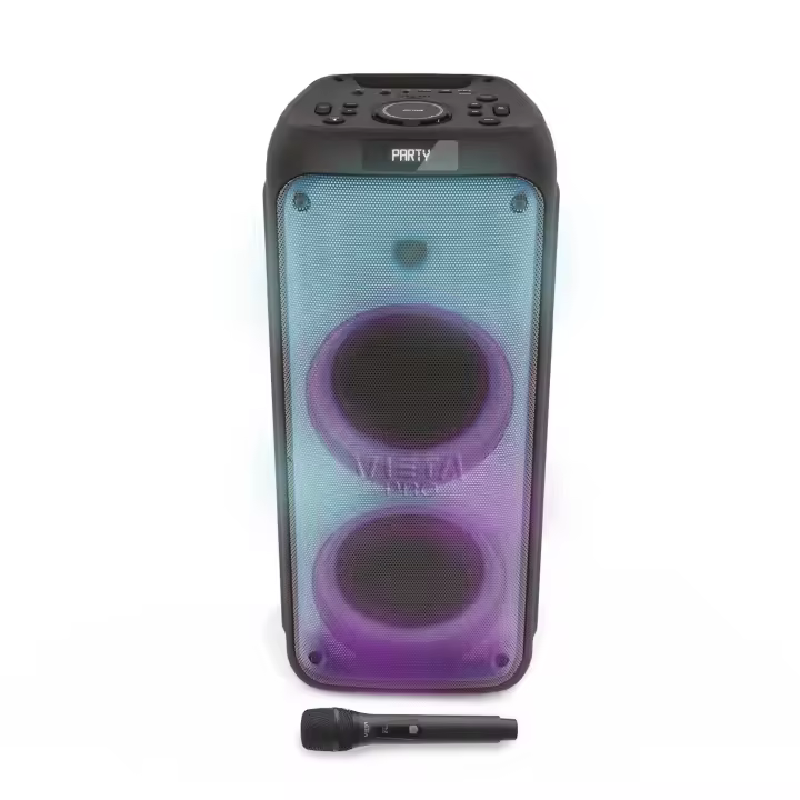 Vieta Pro Party 110 | Altavoz Potente Bluetooth de 150W con Auracast, 10h de autonomía, USB, Micrófono inalámbrico, Función TWS,2x Woofer de 6" y Tweeter, Leds RGB con Luces Flash. - 1