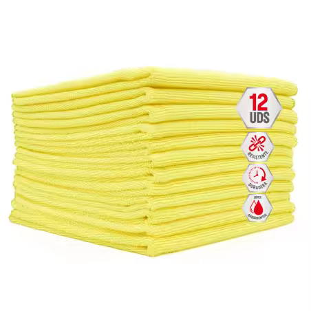 Bayeta de microfibra XL amarilla 35x40 cm paños de cocina multiusos Clim Profesional. Pack 12 uds - 1