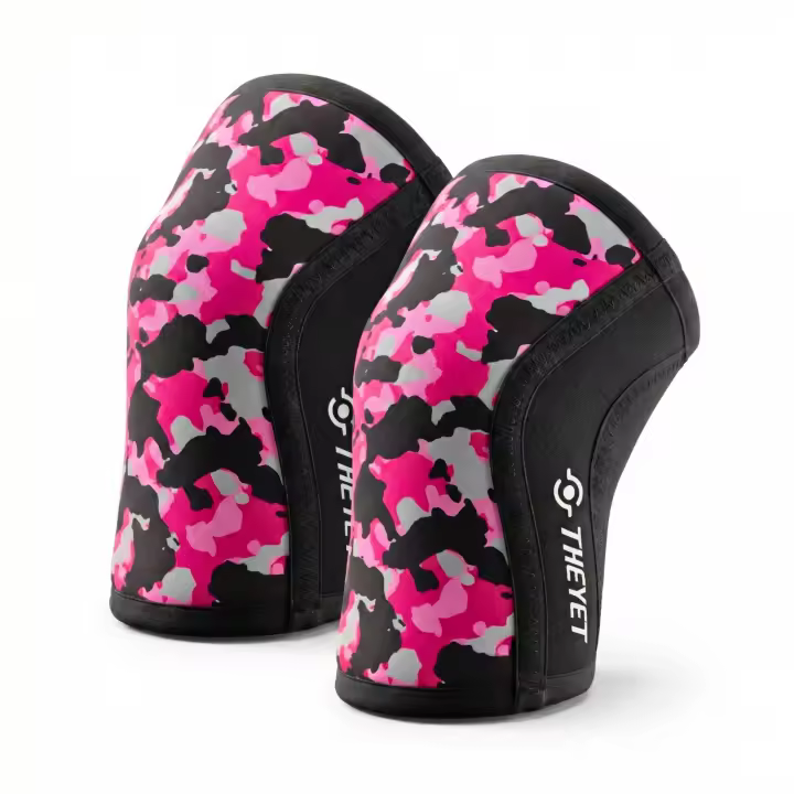 THEYET Rodilleras Compresión Neopreno 7mm (Par) Soporte Ajustable Hombre y Mujer Gimnasio CrossFit Powerlifting Fitness Gym Halterofilia Protecciones deportivas para Rodillas - 1