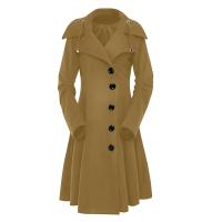 Chaqueta Trench Gothica Larga Y Ajustada Con Cuello Asimétrico Y Botones Elegante Y2k Streetwear Para Mujer Vintage - details 6
