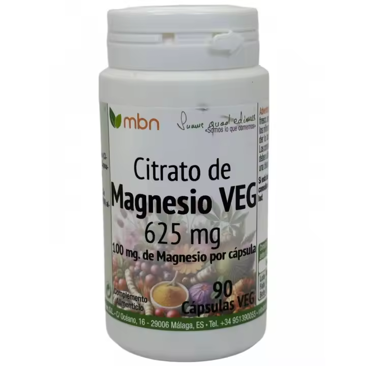 Citrato de Magnesio 625mg 90 cápsulas vegetales de Manabios - 1