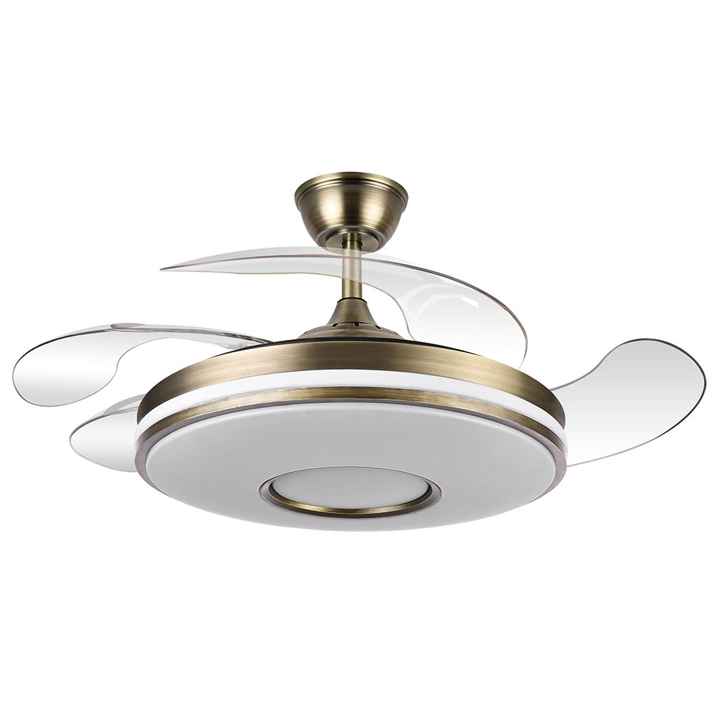 DANI CUERO - Fabrilamp, Ventilador Dani 59w Cuero 4 aspas desplegables 107d 6980lm 3000-4000-6000k LED Regulable Remoto Temporizador Memoria - Abrila 2025