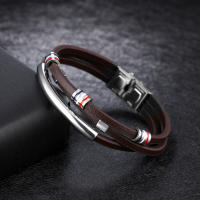 Pulsera de Piel Bandera de Francia Diseño Fino Cierre de Seguridad Acero Inoxidable Ajustable Unisex - details 1