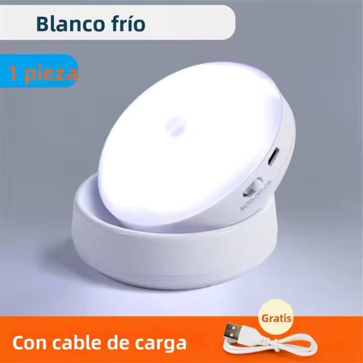 Lámpara Nocturna LED Recargable 360 Grados Con Sensor De Movimiento PIR Luz De Pared Para Armario Bajo Estante Sin Cable - 1
