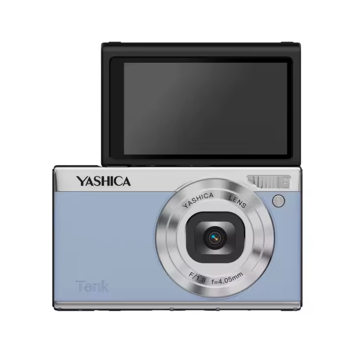 Yashica - Cámara digital compacta Tank en azul cielo, sensor CMOS de 12 MP, zoom digital 8x, pantalla LCD giratoria 3,0\" y soporte micro SD hasta 256 GB - 1