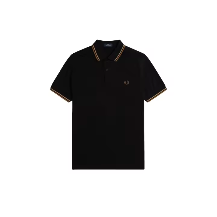Fred Perry Slim Fit Twin Tipped Polo Black / Warm Stone / Shaded Stone - 1