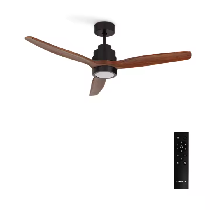 CREATE - Ventilador de techo 40W silencioso con aspas de ABS técnico varios tamaños - Motor negro - S - con luz - WIND STYLANCE - 1