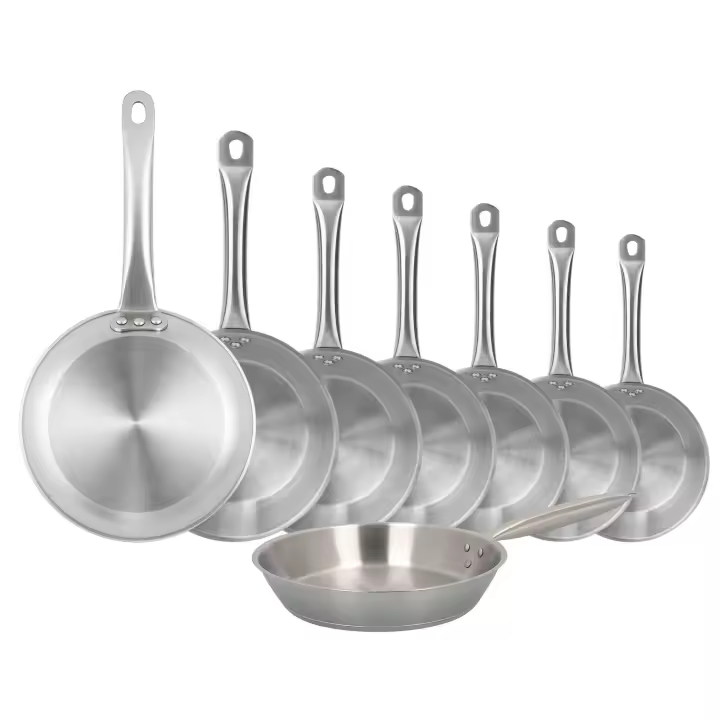 Wellhome Sartenes de Acero Inoxidable 20 a 34 cm, Aptas para Inducción, Sin Antiadherente, Ecológicas y Saludables, Ideales para Cocinas Sostenibles en color gris cromado - 1