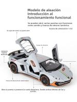 Coche De Deporte LAMBOR AVENTADOR SVJ LP780-4 a Escala 1:32 Con Sonido Y Luces Regalo Ideal Para Cumpleaños Para Niños Material Metálico Batería De Botón - details 3