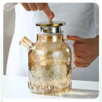 Justinlau Tetera De Vidrio De Boro Sílice Alta 1/1.8L Con Tapa Y Filtro Resistente Al Calor Para Agua Fría Hervidor De Té Ambar Para Flor De Té - details 10