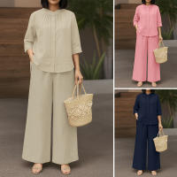 Conjunto De Traje Elegante Para Mujer ZANZEA Otoño 2 Piezas Camisa De Manga Larga Y Pantalones Regular Para Trabajo Y Casual - details 1