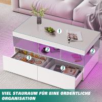 Mesa de centro LED blanco brillo con almacenaje, doble cajón y acabado moderno 104×53×46 cm - details 1