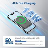 FGNS Power Bank Inalámbrico Magnético 10000mAh con Carga Rápida USB C 22.5W PD QC 3.0, Cargador Portátil Compatible con smartphones con carga inalámbrica. Android, - details 2