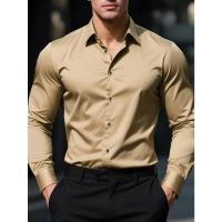 Camisa De Hombre 2025 Nueva Marca Color Sólido Manga Larga Estilo Casual Para Todas Las Estaciones Cierre Único Poliéster - details 6