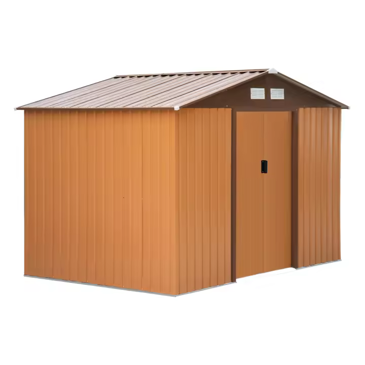 Outsunny Cobertizo de Jardín de Exterior 4,9 m² 277x195x192 cm Caseta de Jardín Metálica con 2 Puertas Corredizas Base Refuerzo (Suelo NO Incluido) para Patio Terraza - 1
