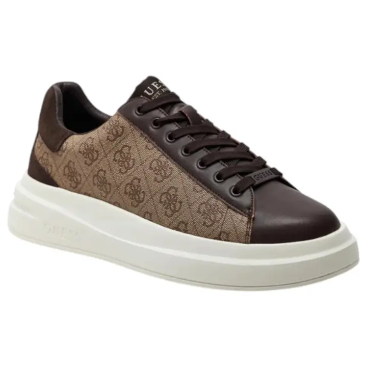 Sneakers Uomo Guess Elba 4G Logo Leather Beige Brown - 1