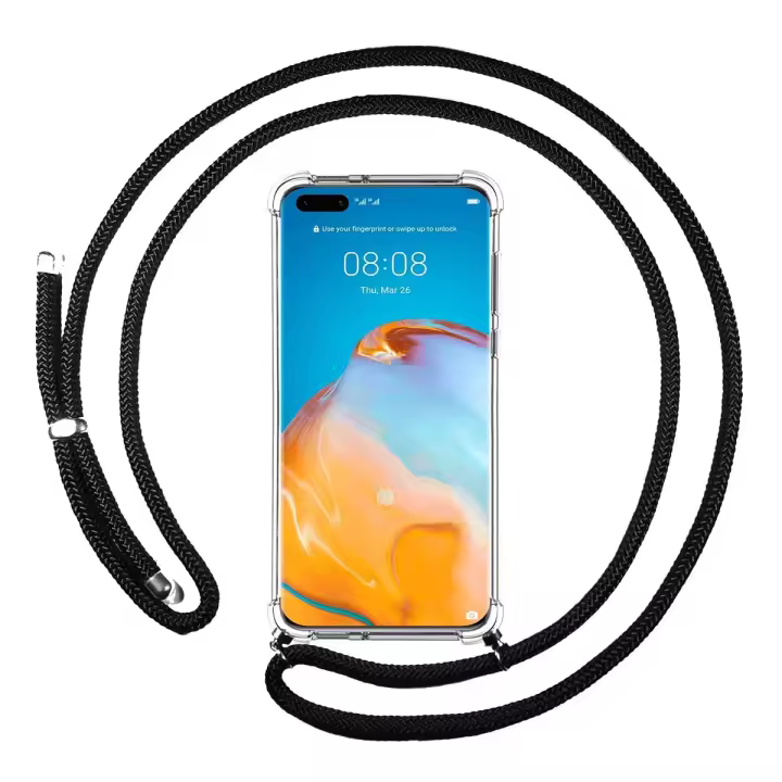 Tumundosmartphone Funda Colgante Transparente para Huawei P40 Pro con Cordon Negro - 1