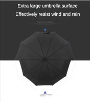 Paraguas Automático De Doble Capa Resistente Al Viento Para Adultos Paraguas Plegable Tríptico Con Tubo De Hierro Y Recubrimiento Negro - details 10