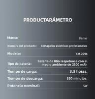 Kemei KM-2296 Afeitadora Profesional Para Hombres Máquina De Corte De Pelo Con Asiento Y Cargador Trimmer De Pelo Ajuste De Longitud De Cabello 0.5-1 Mm Material De Hoja De Acero Carbono - details 9
