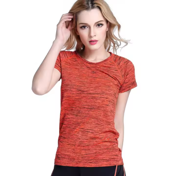 Camiseta deportiva profesional de secado rápido para mujer, Tops cortos transpirables para Yoga, Fitness, correr, trotar, gimnasio y ejercicios - 1