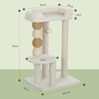 Árbol Rascador para Gatos, Árbol para Gatos 76 cm, Torre Escalador con Cama, Plataforma de Salto, Postes de Yute y Bolas de Juguete, Beige - details 5