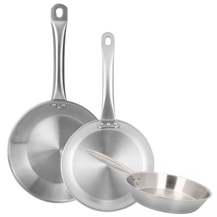 Wellhome Sartenes de Acero Inoxidable 20 a 34 cm, Aptas para Inducción, Sin Antiadherente, Ecológicas y Saludables, Ideales para Cocinas Sostenibles en color gris cromado - 1