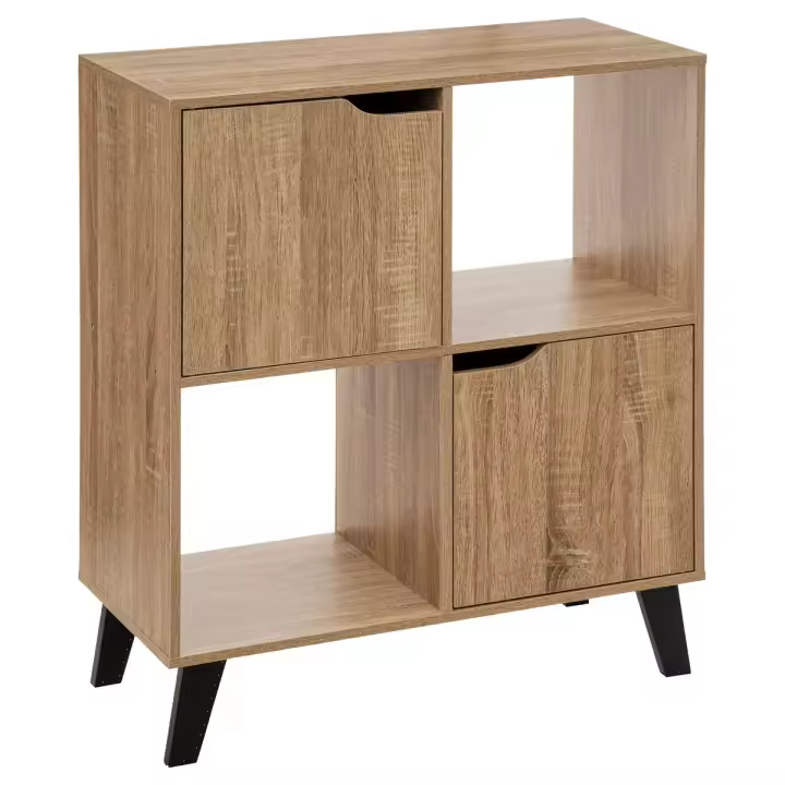 STARLEY-Estantería 4 cajones 2 puertas imitación madera natural .L. 67,6 x P. 32,5 x A. 80 cm - 1