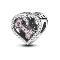 Encantos De Viaje Para Café Plata Charms Para Perros Y Gatos Corazón De Cuentas Adecuados Para Pulsera Original DIY Tendencia Clásica Vintage Romántica - details 85