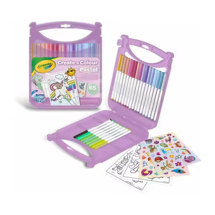 MALETÍN ROTULADORES LAVABLES SUPERTIPS 65 ROTULADORES COLORES PASTEL VARIADOS DE CRAYOLA - 1