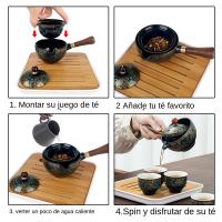 Tetera Y Infusor De Porcelana Con Rotación De 360 Grados Set De Té Chino Gongfu Forma Elegante De Cerámica Para Puer - details 4