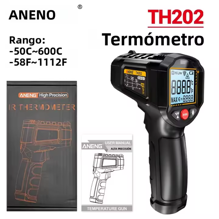 ANENG TH203 Termómetro Infrarrojo Industrial Inteligente Pantalla VA Color Inverso Medición De Temperatura -50~600℃ Herramienta De Prueba - 1