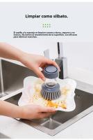 1pc Escobilla De Limpieza Para Cocina Portátil Con Dispensador De Detergente Fácil De Usar Escobilla De Lavado Para Limpieza De La Cocina - details 9