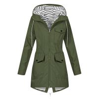 Chaqueta De Lluvia Para Mujer En Color Sólido Casual Impermeable Con Capucha Abrigo De Montañismo a Prueba De Viento De Polyester Y Spandex Cierre De Cremallera Estilo Regular Longitud Larga - details 1