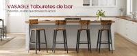 VASAGLE Taburetes de Bar, Juego de 2, Sillas de Bar de Cocina, con Respaldo, Marco de Acero, Montaje Fácil, Estilo Industrial, Marrón Rústico y Negro - details 0