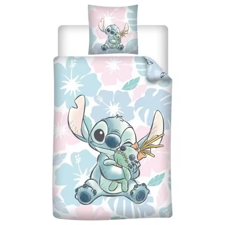 Funda Nórdica Reversible Lilo y Stitch para Cama de 90 o 105cm Policotton, Medida 140x200 cm, más 1 Funda Cojín 65x65cm - 1