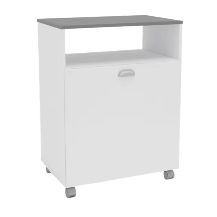 Miroytengo Mueble Auxiliar Lavandería Con Ruedas Color Blanco Con Tapa Gris 80x61 cm - 1