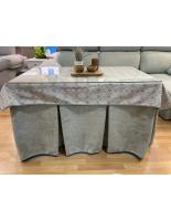 Ropa de Mesa Camilla Tejido Rústico Terciopelo Elegante Extragrueso color Verde Pastel (incluye tapete) - 120 x 70 cm DECOPAQ - details 1