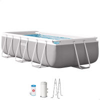 INTEX - Piscina desmontable rectangular Prism Frame de hasta 5 metros, incluye depuradora y escalera, color gris, resistente y duradera, +6 años, 45-60 min. montaje, piscinas desmontables grandes, piscinas familiares - details 0