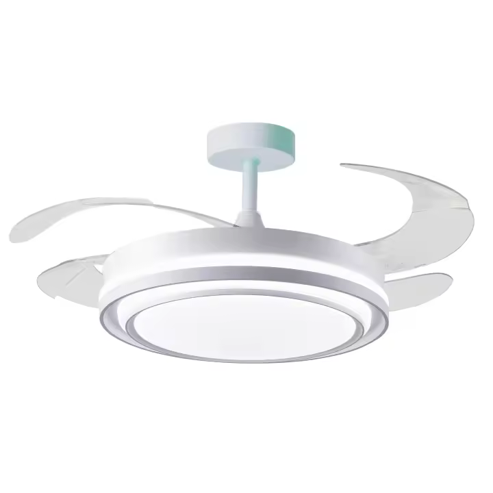 BEL AIR HOME - Ventilador NIKOS - DC blanco, 4 aspas retráctiles, 72W LED 3000|4000|6000K. Para habitaciones y salones. - 1